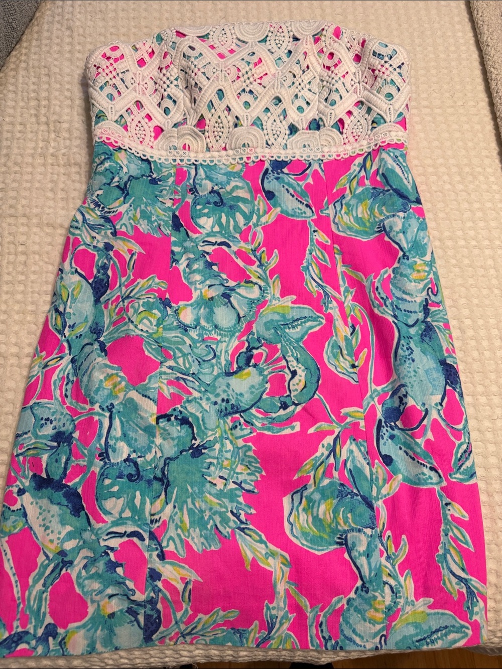 Lilly Pulitzer Strapless Pink and Turquoise Floral Dress